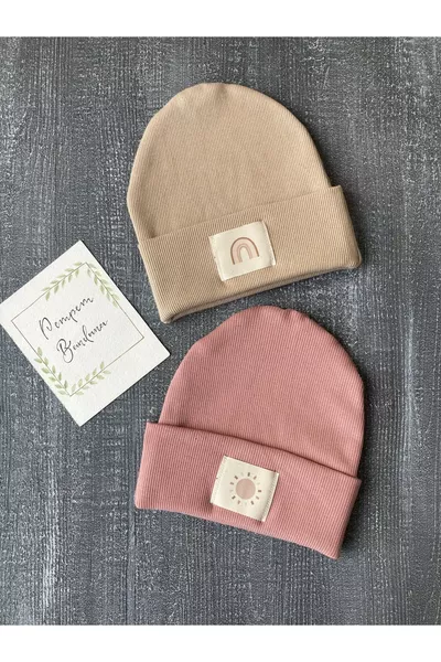 Baby Girl 2-Piece Ribbed Hat Rainbow Sun