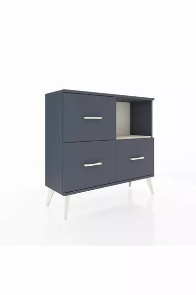 خزانة أرجس بستاند رف واحد و3 أدراج أنثراسايت-حجر رملي/أنثراسايت