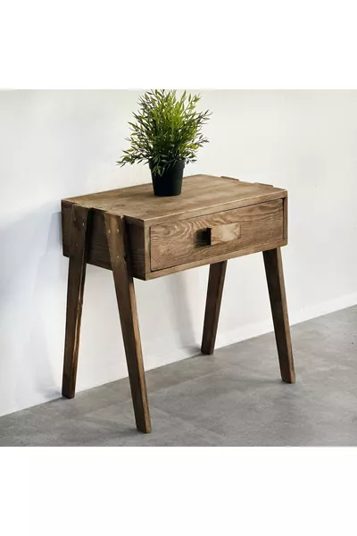 Дървен нощен шкаф с чекмедже и рафт