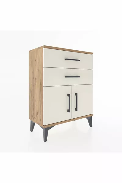 Arges Commode with One Shelf, 2 Drawers, 2 Doors, Pine-Agate