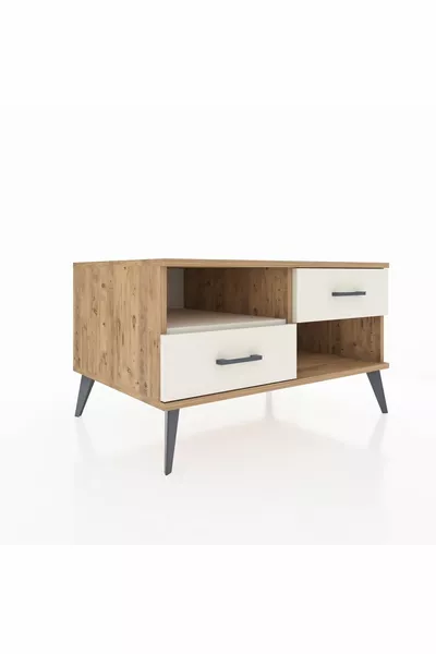 Kronos Kommode met één plank en 2 lades dennenhout-ijzersteen