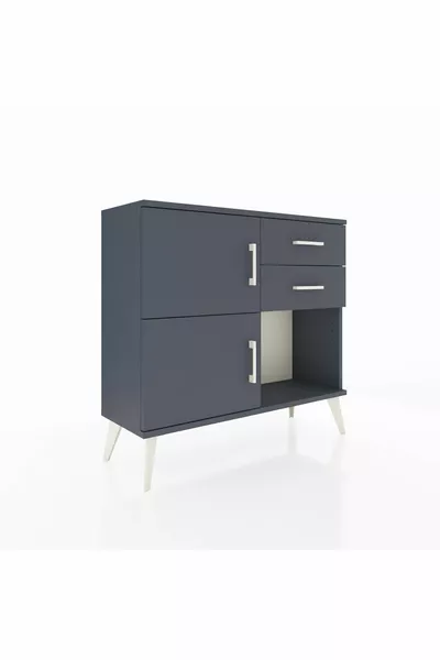 خزانة أرجيس مع رف واحد، درجين، بابان، أنثراسيت-أنثراسيت