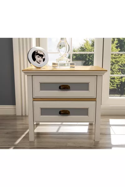 خزانة جانبية هونيريكا كوريلة بريميوم ذات درجين - ميني فيكس - حجر القمر/ليغنانو