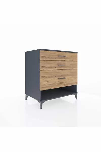 خزانة كرونوس 3 أدراج أنثراسيت-صنوبر