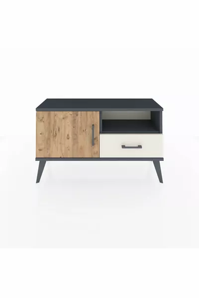 خزانة أرجس ذات رفين ودرج واحد وباب واحد أنترسايت-صنوبر/حجر العقيق