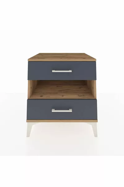 Kronos Nachttisch mit einem Regal und 2 Schubladen Fichte-Anthrazit