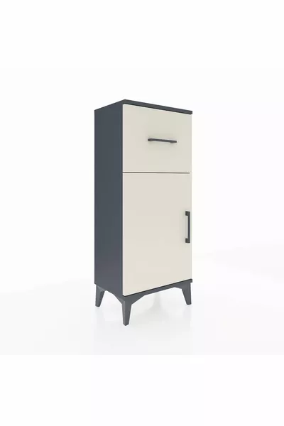 Arges Kommode met één plank, één lade en één deur Antraciet-Leisteen