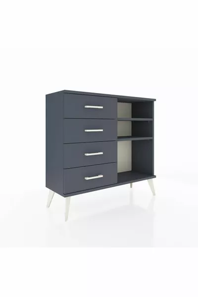 دولاب أرغس مع رفين وأربعة أدراج، أنثراسيت-أنثراسيت