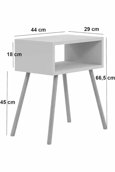 Nachttisch mit Holzbeinen und Regal - Anthrazitgrau