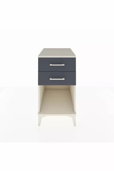 Кронос нощно шкафче с 2 чекмеджета, сребристо-антрацит