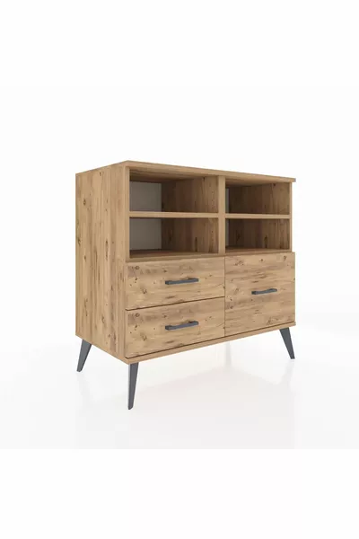 Hyperion Dresser 4 Shelves 3 Drawers Pine-Pine
