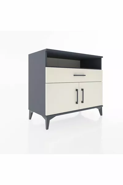 Hyperion Şifonyer Tek Raflı Tek Çekmeceli 2 Kapaklı  Antrasit-Aytaşı