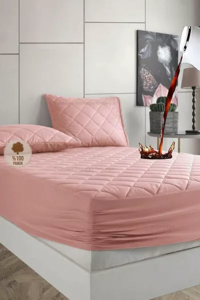 حامي مرتبة مقاوم للسائل مبطن بالبودرة مع شرشف مطاطي 100٪ قطن