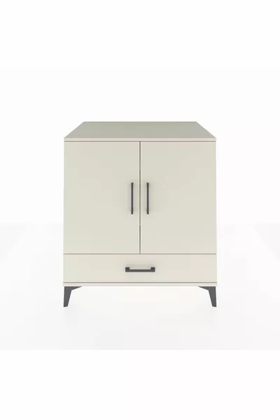 Kronos Kommode 3 Planken 1 Lade 2 Deuren Steenwit-Steenwit