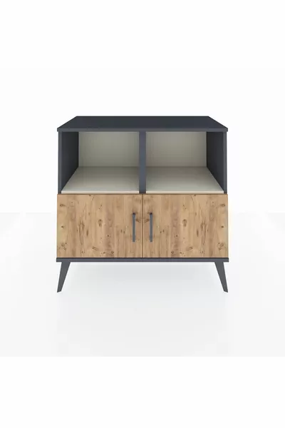 Hyperion Dresser 2-Shelf 2-Door Anthracite-Pine/Marble