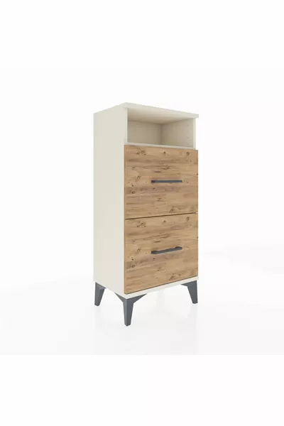 Arges Nightstand Single Shelf 2 Drawers Moonstone-Pine