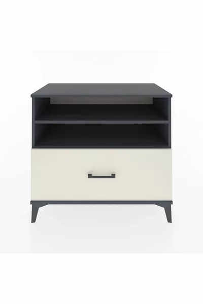 Хиперион скрин с 2 рафта и 1 чекмедже, антрацит-черен пясъчен