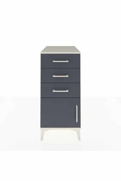 Kronos Nachttisch mit 3 Schubladen und 1 Tür Mondsichel-Anthrazit