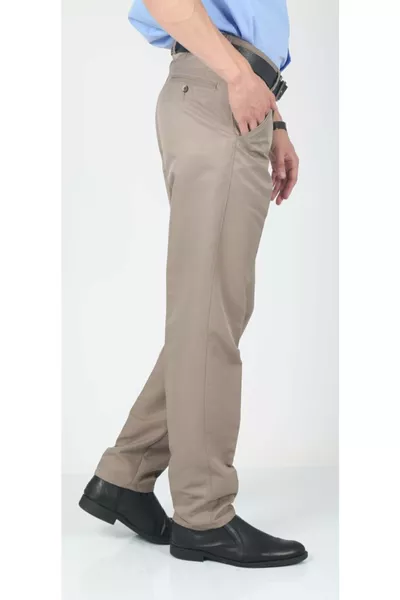 بنطلون قماشي رجالي بقصة عادية لون قهوة