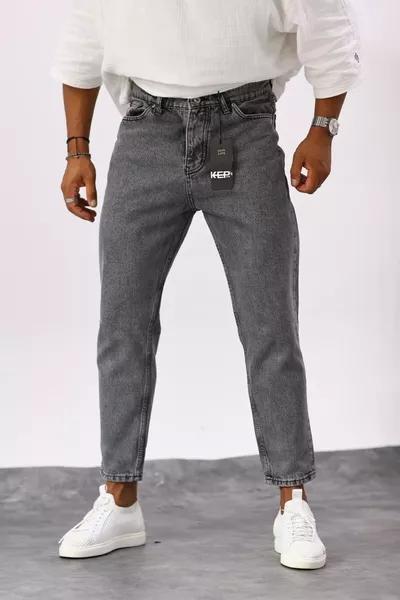 بنطال جينز رجالي رمادي بقصة صديق