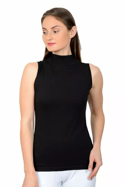 Ärmelloses Top mit halbem Rollkragen