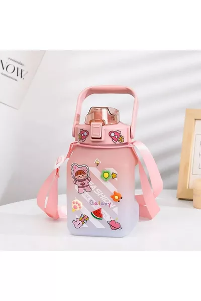 Plastic Motivational Water Bottle Student Water Bottle 1.5 L Tritan BPA-Free Multicolor Purple 1