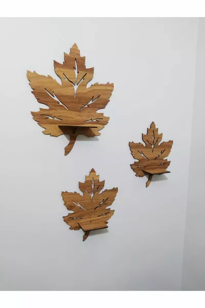 Wooden Oak Leaf Shelf Set
