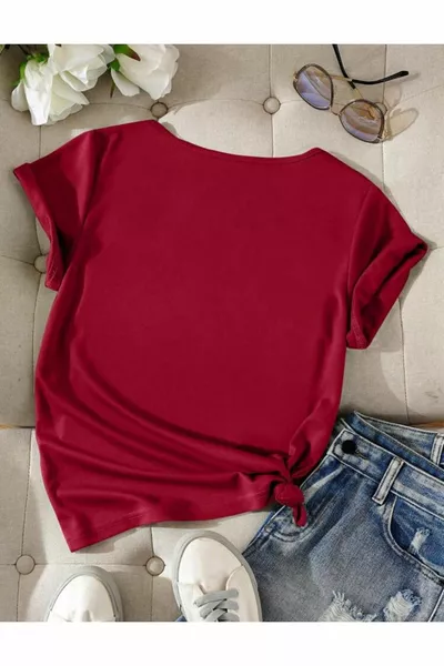 V-Hals (effen, zonder print) Basis katoenen T-shirt