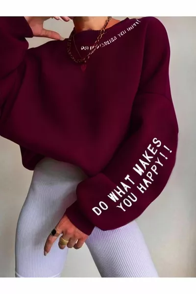 سويت شيرت واسع للنساء بتفاصيل الضغط على الرقبة والذراع