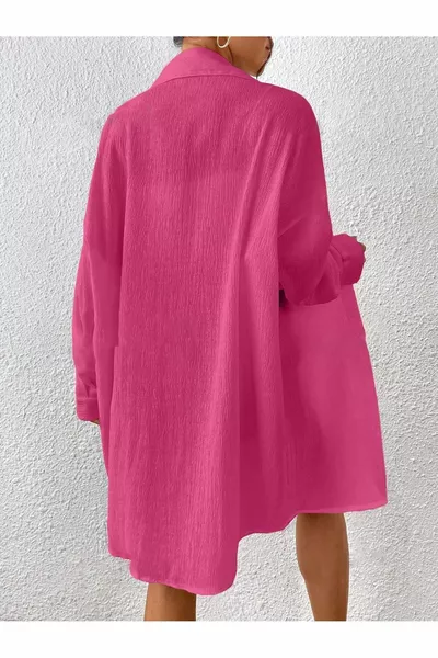 Women's Fuchsia Oversized Long Shirt