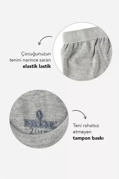 Boys' Cotton Plain Classic Comfortable Fit Boxer 3-Pack Grey Melange