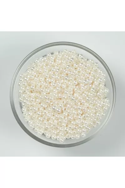  جرام - 4 مم خرز لؤلؤي كريمي، خرز بلاستيكي لؤلؤي، (بين   قطعة)