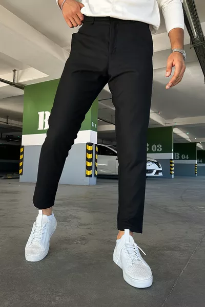 بنطلون رجالي أسود عالي الجودة، مرن، مصنوع من الليكرا، بقصة إيطالية، مناسب لجميع المناسبات، أنيق ومريح، مصنوع من قماش مرن