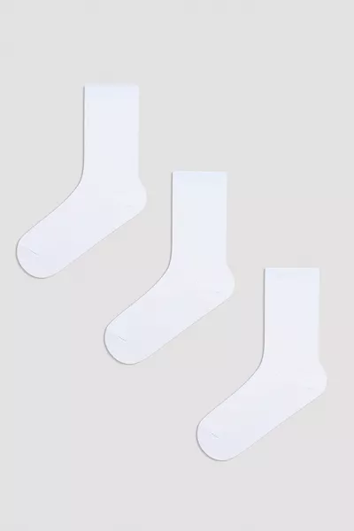 3 Pairs of Cotton Ribbed Ankle Socks