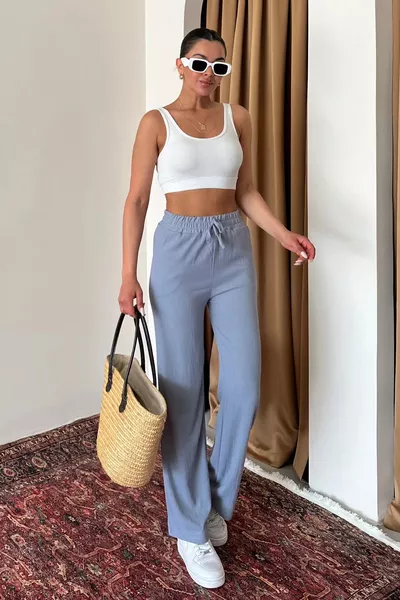 Pantalon femme à jambe large, coupe confortable