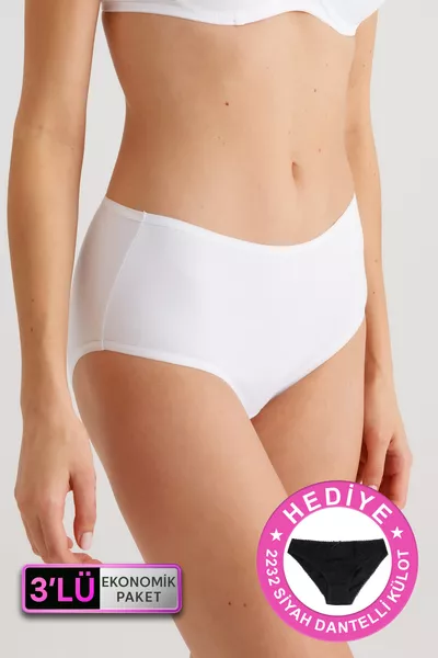 Dames 3-delige Economisch Pakket Zwart-wit-huid  Maxi Cut Katoen Basic Slip