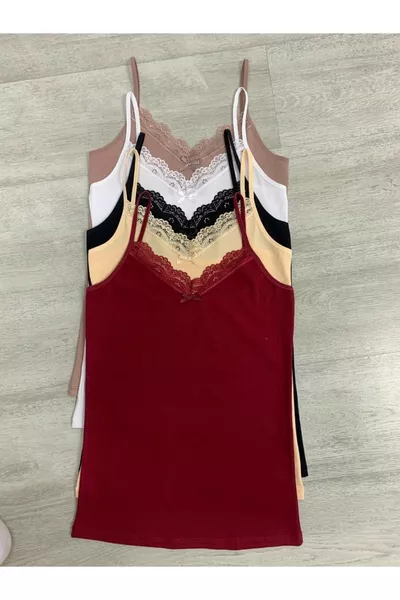 Lot de 5 débardeurs avec dentelle, assortis