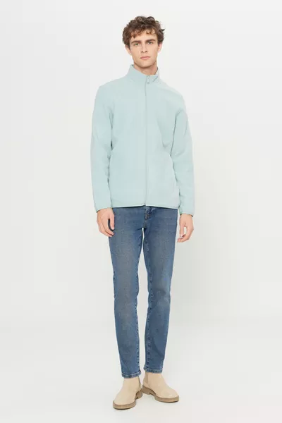 سترة رجالية من القماش الفانيلا ضد الالتصاق بالوبر، قصّة عادية، بياقة عالية، سويت شيرت بولار