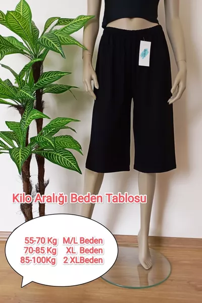 Bermuda en jersey extensible de première qualité, noir unisexe, coupe large