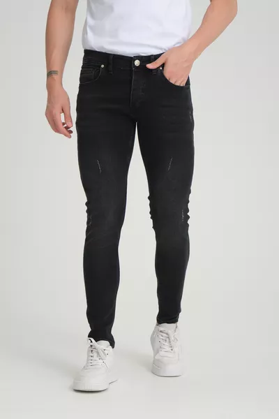 Erkek Siyah Tırnaklı Skinny Fit Pantolon