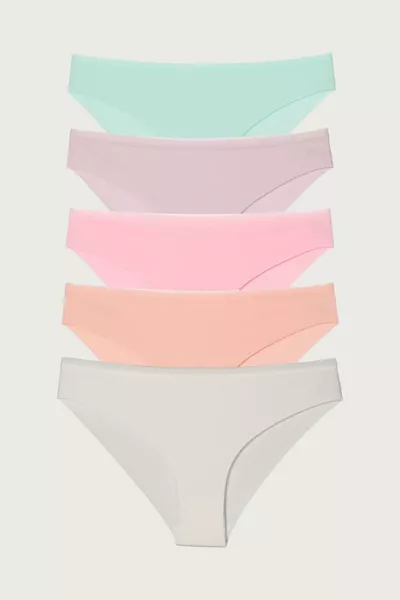 Дамски слипове 5 броя, с лазерно рязане, памучен интерлок с ликра, сьомга