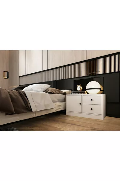 خزانة جانبية بيضاء مع أدراج ورف cm -ç