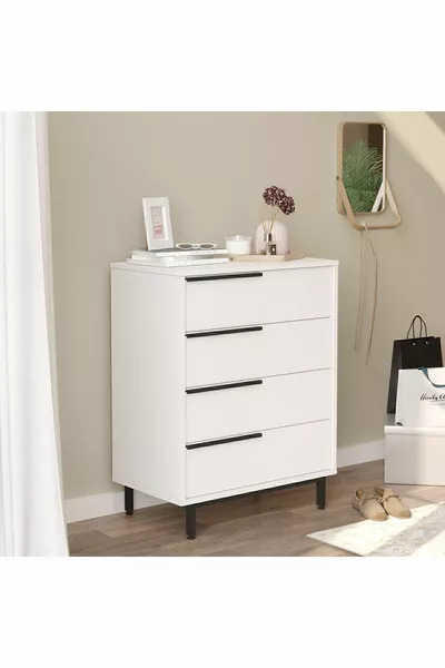 Скрин Ocean с 4 чекмеджета, метални крака, бял