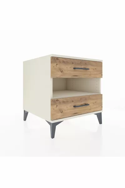 خزانة كرونوس بطابق واحد ودرجين من حجر القمر والصنوبر