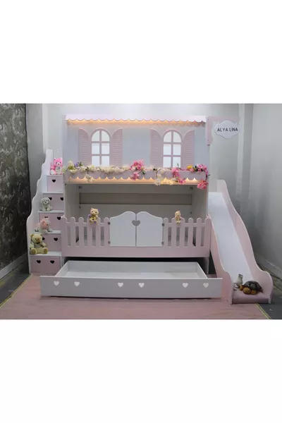 Alaçatı Bunk Bed with Slide and Small Bed