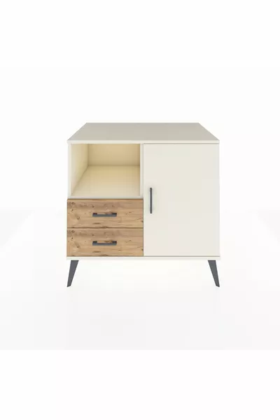 Комод Kronos с 2 полками, 2 ящиками и 1 дверцей, Цвет Лунный камень/Сосна