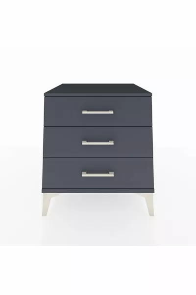 Comodino Kronos 3 Cassetti Antracite-Antracite
