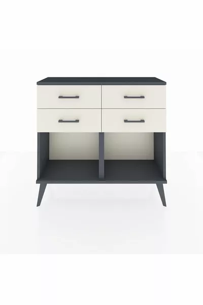 Аргес скрин с 4 чекмеджета Антрацит-Антрацит/Мраморно сиво