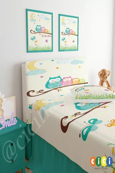 Housse de tête de lit Famille de hiboux Papillon