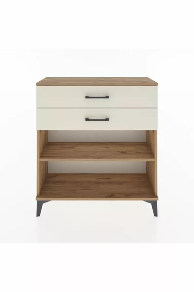 Гардероб Arges с едно рафтче и 2 чекмеджета, бор и бял мрамор